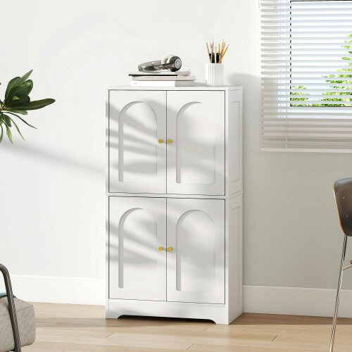 Wyld Haus Suzino 110cm Wooden White 4 Door Kitchen Storage Cabinet With Adjustable Shelves