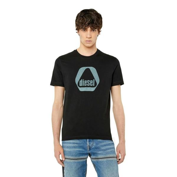 Diesel Mens Triangle Logo T-Shirt - Black - 