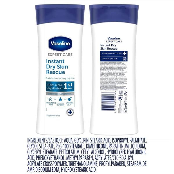 Vaseline 3x 400ml Vaseline Expert Care Instant Dry Skin Rescue Body Lotion For Dry Skin