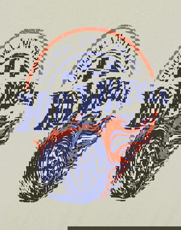 Hot Wheels Mens Beige Original Stunt Brand Short Sleeved T-Shirt