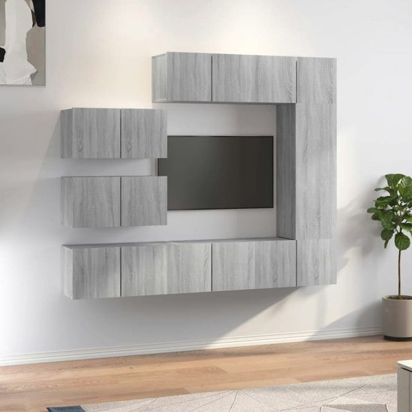 Berkfield 8 Piece TV Cabinet Set Grey Sonoma Engineered Wood