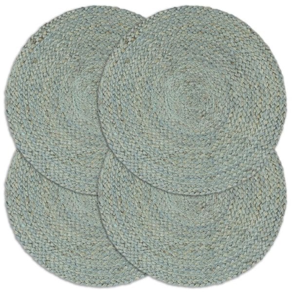 Berkfield Placemats 4 pcs Plain Olive Green 38 cm Round Jute