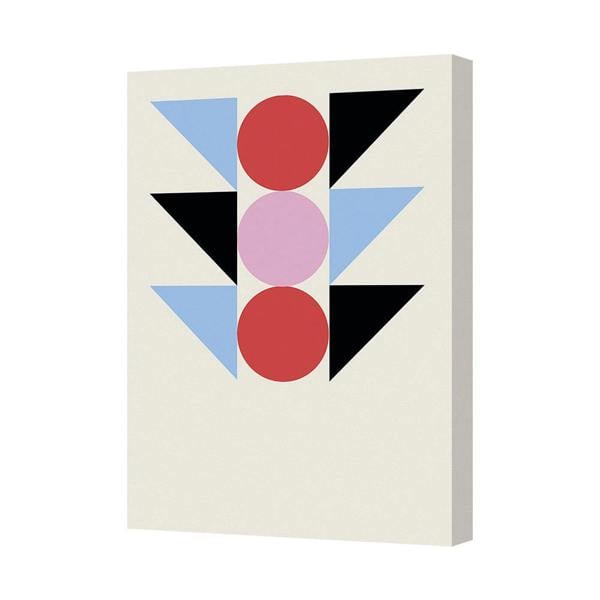 Benjamin Tate Design Abstract Geometric Canvas Wall Art With Red Circles And Triangles