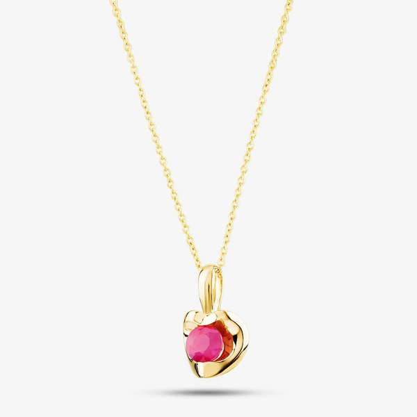 T. H. Baker 9ct Yellow Gold Ruby Heart Necklace PP20238