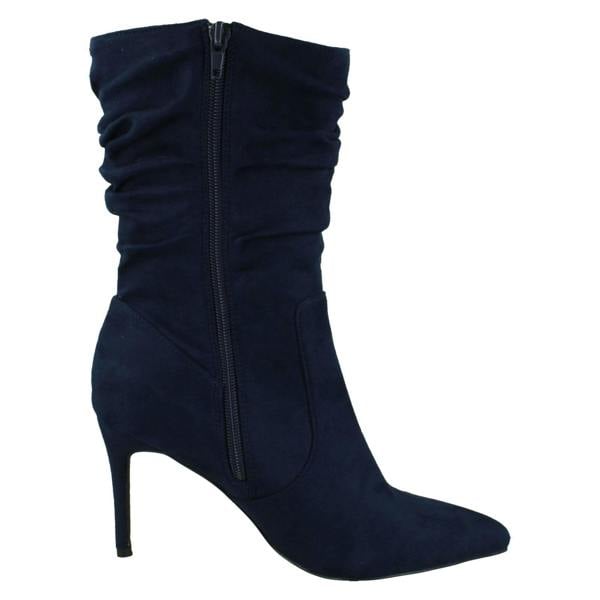 Spot On Ladies Spot On High Heel Rouched Leg Calf Boots F51232