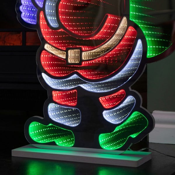 Samuel Alexander 60cm Light up Standing Santa with Tree Christmas Infinity Light with Multi-Coloured LEDs