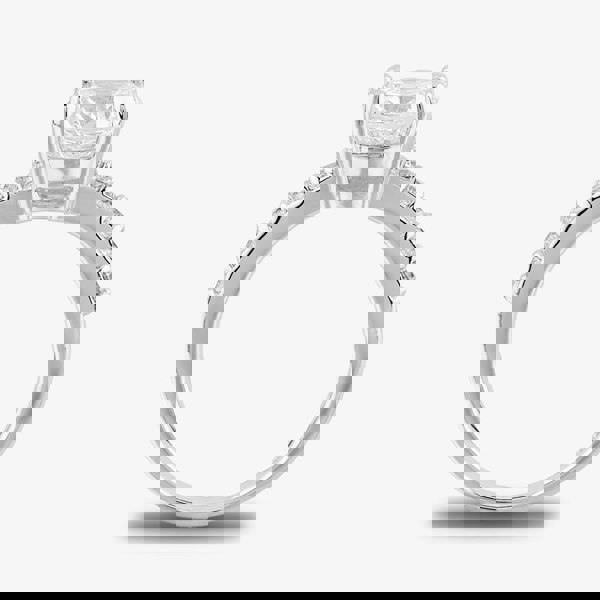 Starbright Silver Four Claw Round Cubic Zirconia Shouldered Ring R6168 3A