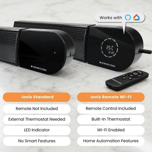 Mirrorstone Heating 1.2kW Ionis Infrared Bar Heater (Black)
