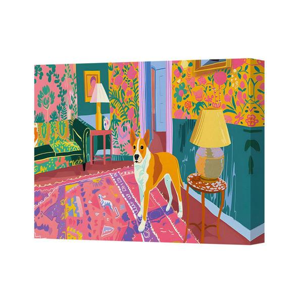 Benjamin Tate Design Colorful Modern Dog Portrait Canvas Wall Art For Living Room Decor