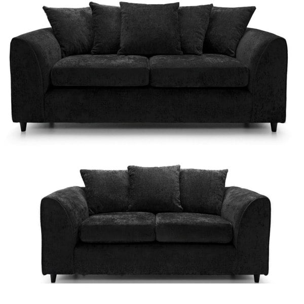 SQUAREBOXX Dylan Chenille 3+2 Seater Fabric Sofa in Black