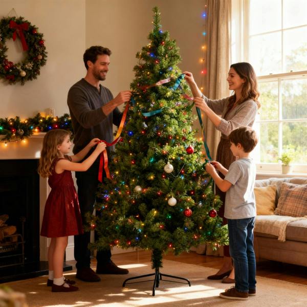 4ft to 12ft Green Alaskan Pine Pre-Lit Artificial Christmas Trees with Multicolour LEDs image 5
