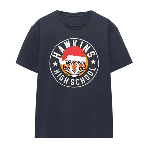 Stranger Things Unisex Adult Hawkins Badge Christmas T-Shirt - Athletic Heather