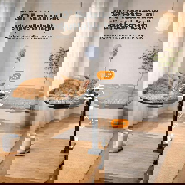 Skylos Cat Bed for Desk 360° Rotating Hammock Adjustable Height Plush Mesh Grey