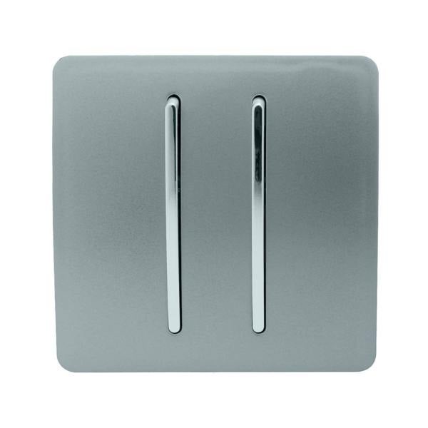 Trendi Switch 2 Gang Retractive Home Automation Switch in Cool Grey