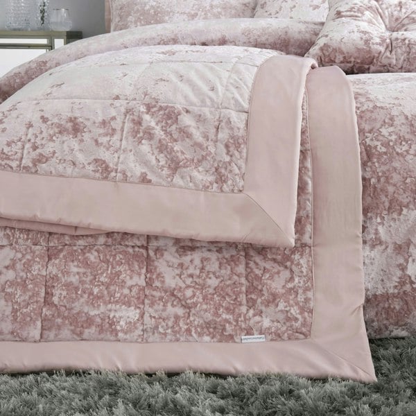 Catherine Lansfield Crushed Velvet Bedspread Blush