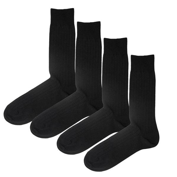 Jemsox 4 Pack - Premium Fine Ribbed Men’s Wedding & Formal Socks – Midnight Black