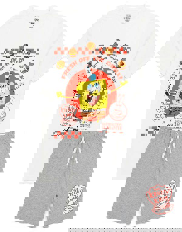 SpongeBob SquarePants Mens Grey The Krusty Krab Short Sleeve Short Leg Pyjama Set