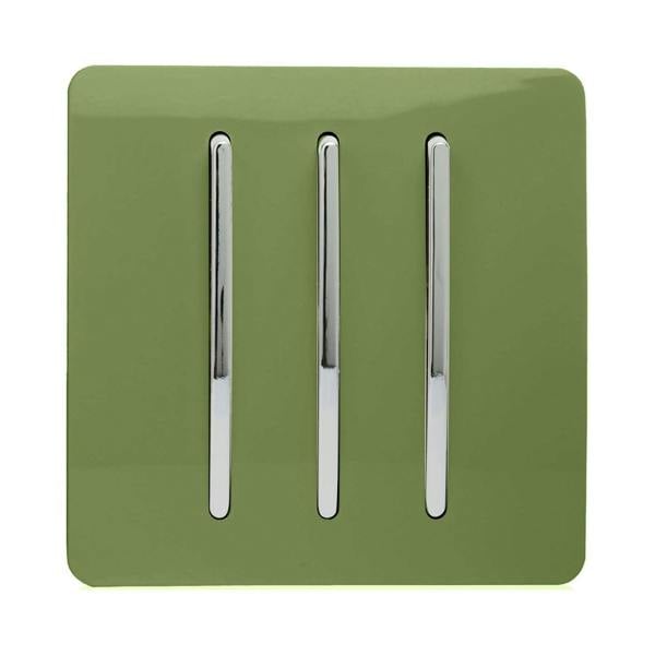 Trendi Switch 3 Gang 1 or 2 way Rocker Light Switch in Moss Green