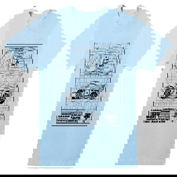Disney Womens/Ladies Cars Lightning McQueen Blueprint Cotton Boyfriend T-Shirt - Baby Blue