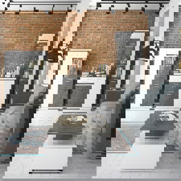 Furniture To Go Zingaro Low display cabinet (RH) in Grey and White