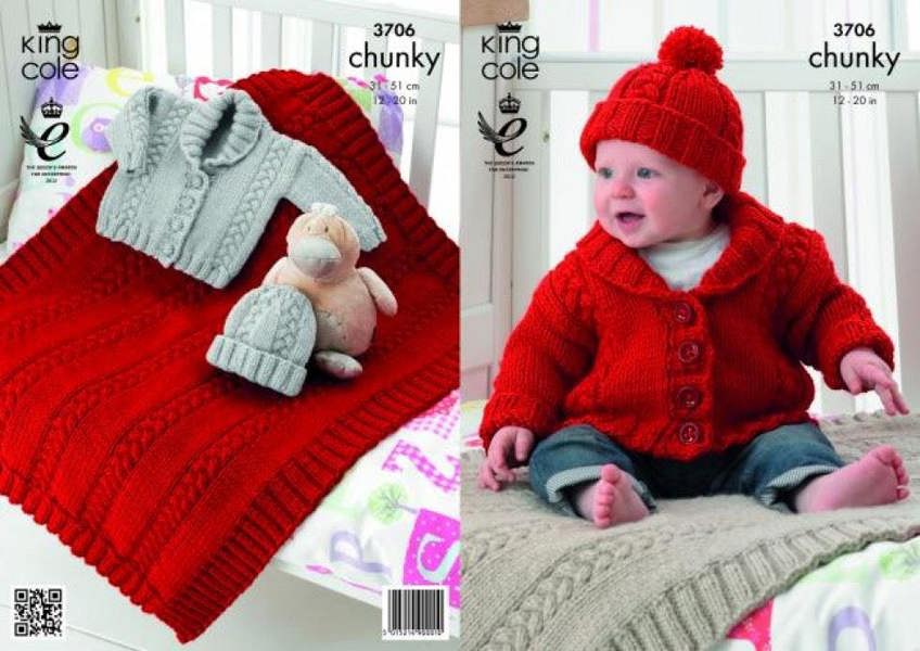 King Cole Comfort Knitting Pattern 3706, Blankets, Headwear, Jackets for Baby, Premature - 12 Months - Intermediate