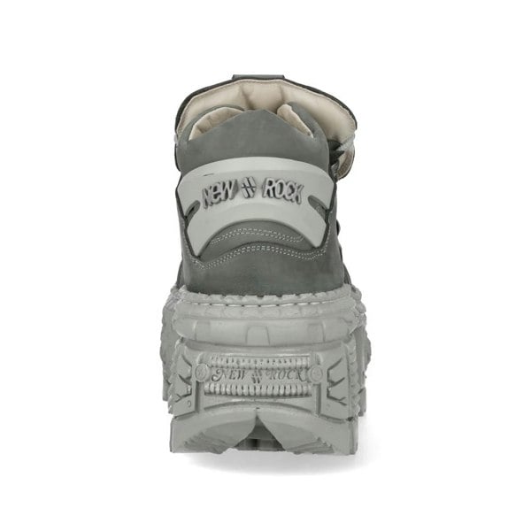 New Rock M-106WALL-C63 Grey Leather Urban Gothic Ankle Boots