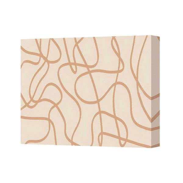 Benjamin Tate Design Abstract Meandering Line Art Canvas Print In Peach Beige