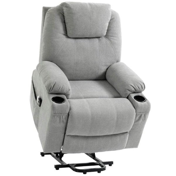 Power Lift Recliner Chair with Pocket Spring, Electric Lift Chair with Wide Backrest, Light Grey
