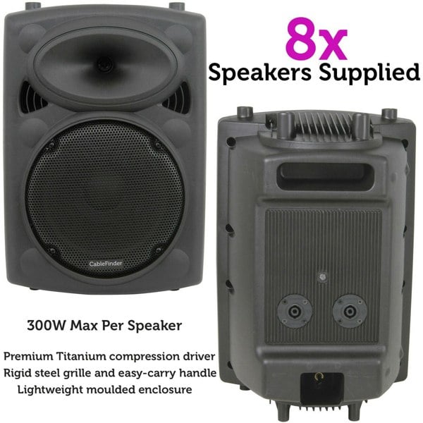 PRO Bar Club Sound System 8x Loud Wall Speaker 4 Channel 1600W Music Player Kit