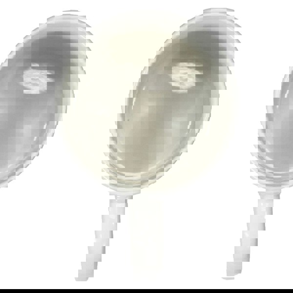 White polymer-coated mug with smooth gloss finish, viewed from above showing round rim and handle.