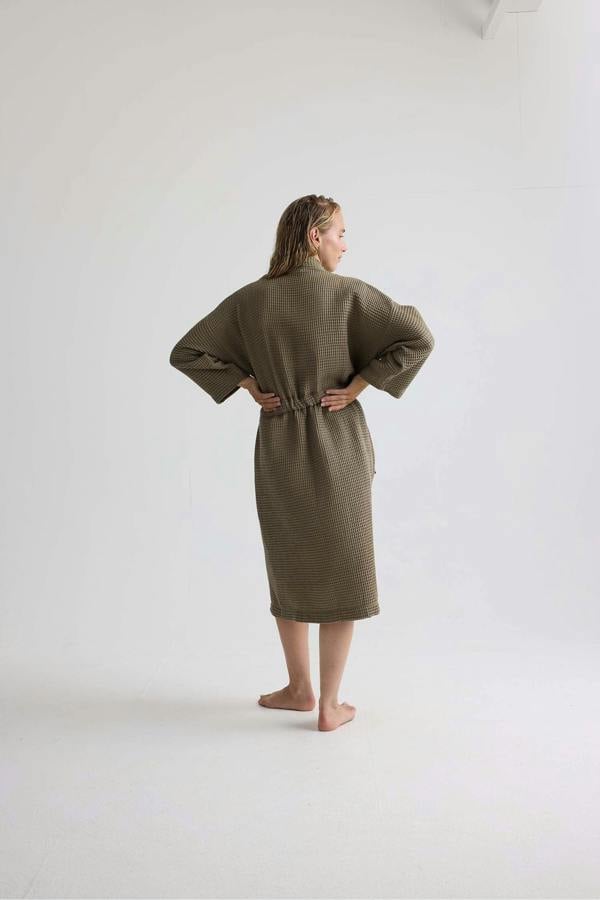 Pretty You London Waffle Kimono Robe In Overland Trek