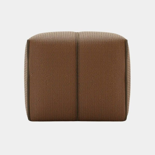 Domkapa Textured Faux Leather Pouf with Velvet Piping