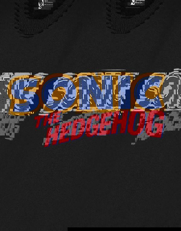 Sonic the Hedgehog Mens Black Distressed Logo Sweatshirt