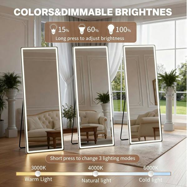 Gr8 Home Smart Full Length Dressing Mirror With LED Lights Floor Standing Or Wall Mounted