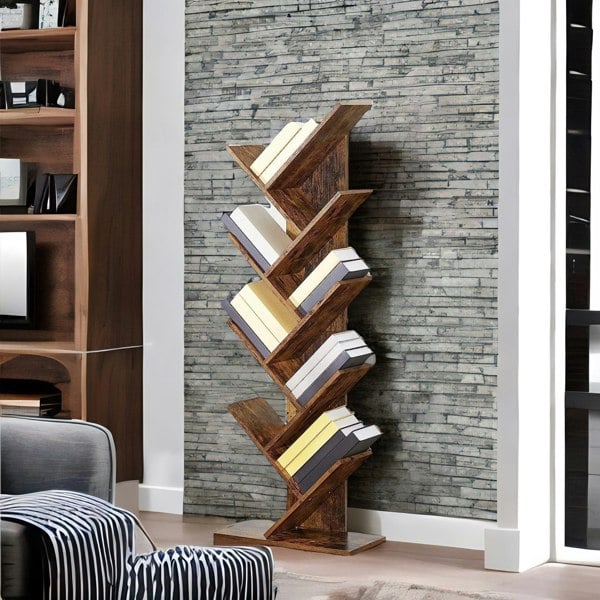 Rafaelo Mobilia Industrial 8 Tier Tree Free-Standing Book Shelf