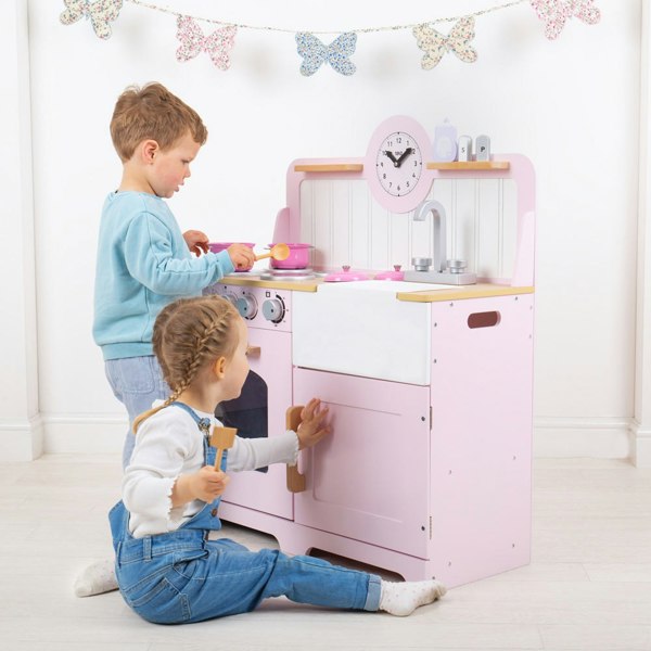 Tidlo Wooden Country Play Kitchen - Pink