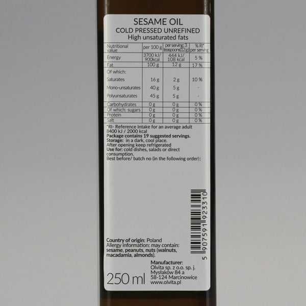 Ol'Vita Sesame Oil | Cold Pressed | Unrefined