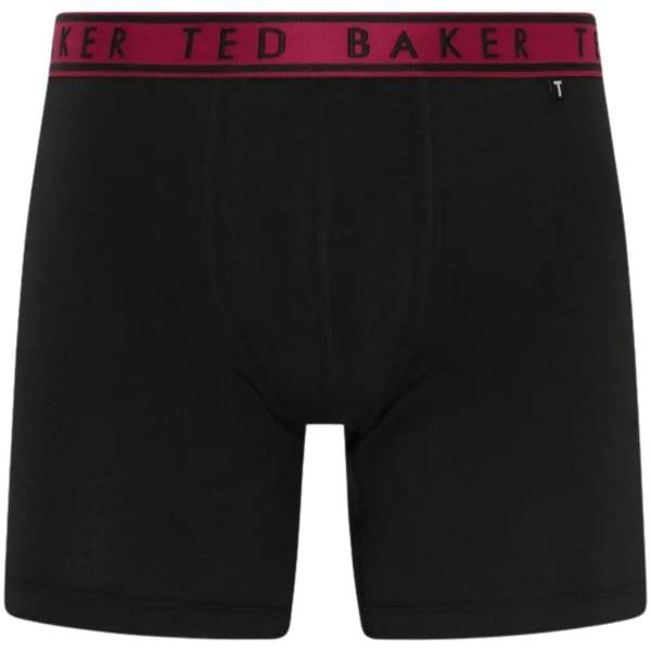Ted Baker 3-Pack Contrast Waistband Boxer Briefs, Black w/ blue/pool/burgundy
