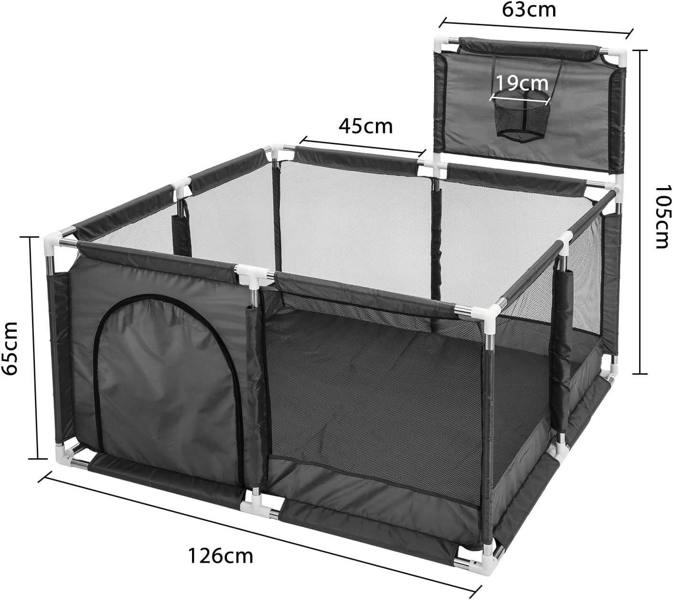 Dyzi Baby Playpen with Basketball Hoop Foldable Play Yard for Toddlers