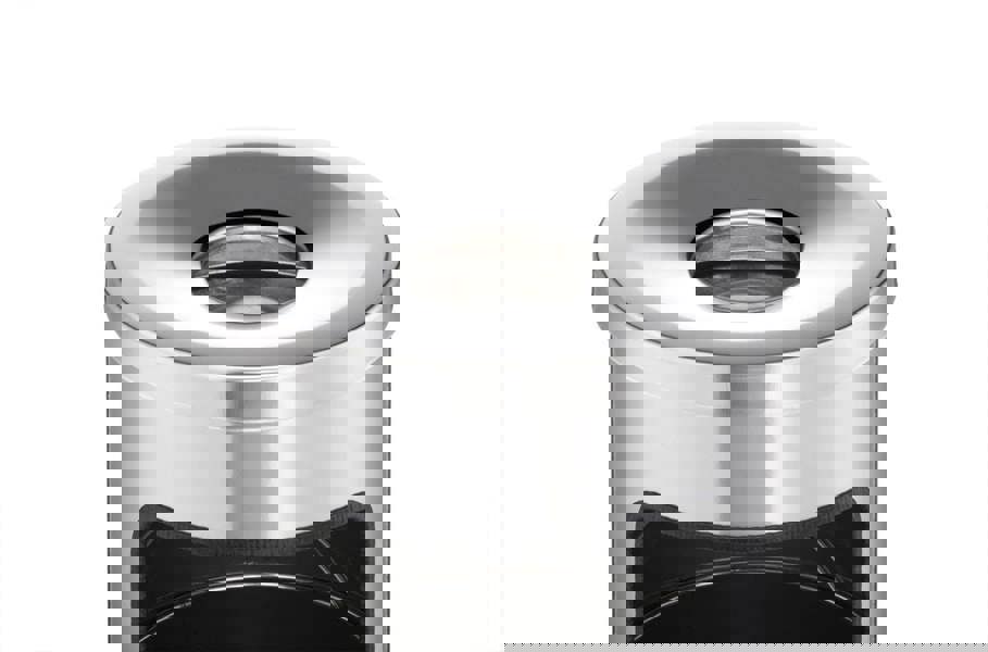 Durable Round Metal Waste Bin with Fire Extinguishing Ashtray | 17L | Black