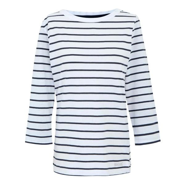 Regatta Womens Baylette II Striped T-Shirt - White/Navy