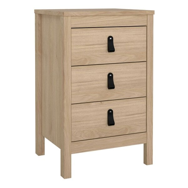 Wyld Haus Wildberry Natural Oak Wood Bedside Table 3 Drawers