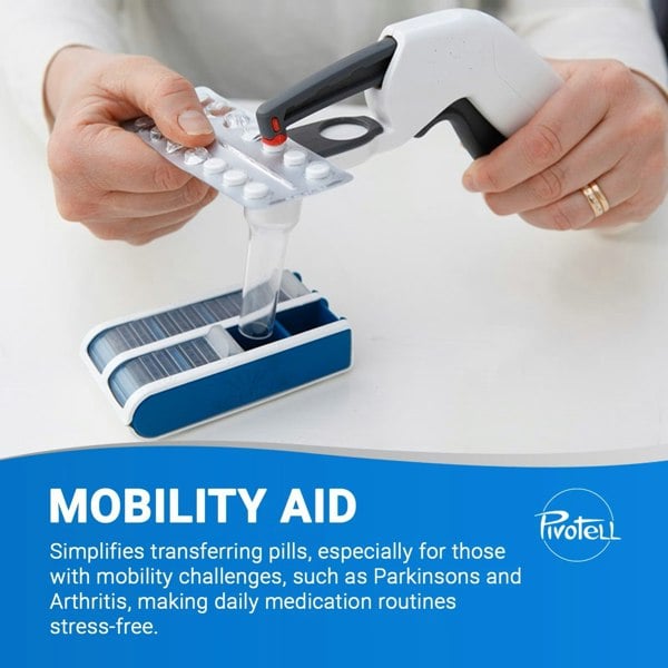 Pivotell Pill Popper for Blister Packs: an aid for Arthritis, Parkinson's and Those with weak Hands