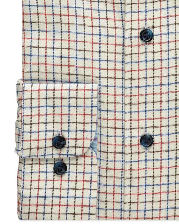 Men's Rust Tattersall Check Warm Handle Shirt cuff