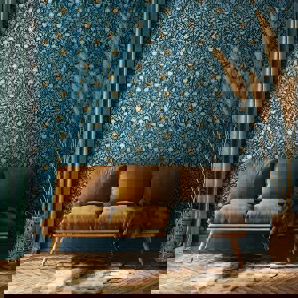 Hoopla Walls Rosehip Trail - Navy Blue 10m Wallpaper