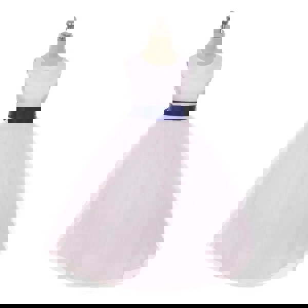 Girls white dress with royal blue sash