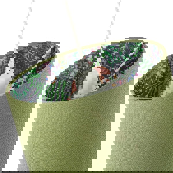 Woodland Animals and Forest Drum Lamp Shade with Olive Green Linen Image 4