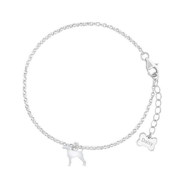 Mylee London Dobermann Silhouette Silver Chain Bracelet - Personalised
