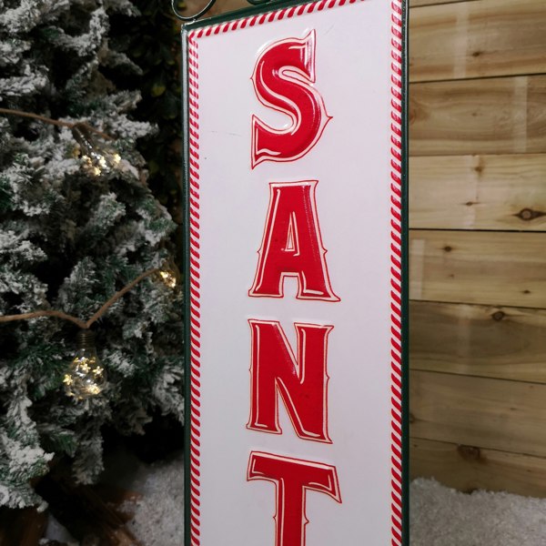 Samuel Alexander 86cm Red and White Santa Stop Here Sign Christmas Decoration