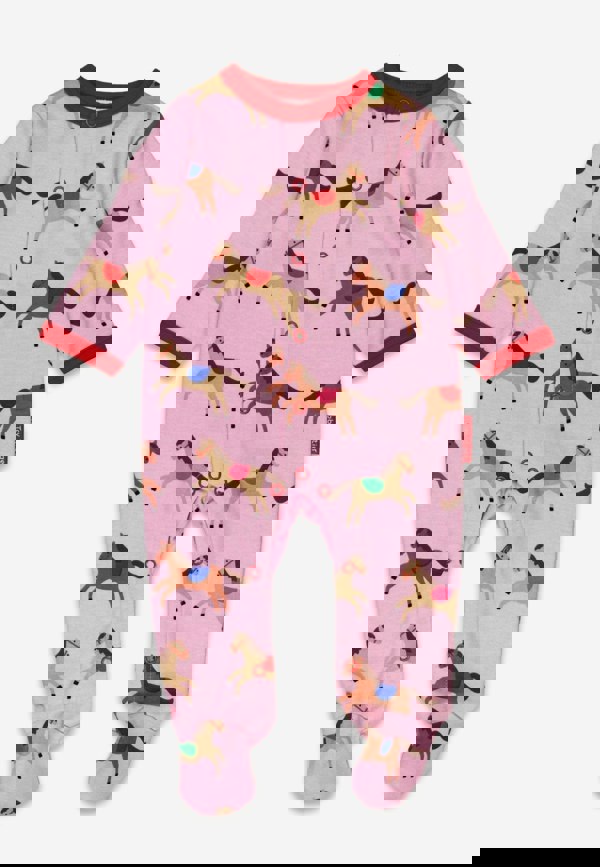 Organic Pink Horse and Pony Print Sleepsuit - Toby Tiger